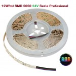 Tira LED Flexible 24V 12W/mt 60 Led/mt SMD 5050 IP20 RGB Serie Profesional, Venta por metros Tira LED Flexible 24V 12W/mt 60 Led/mt SMD 5050 IP20 RGB Serie Profesional, Venta por metros